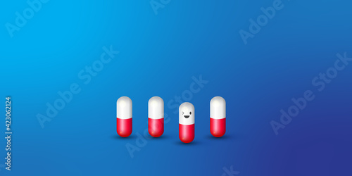 Pills. Medicine tablets isolated on background, different round and oblong drugs collection vector illustration.