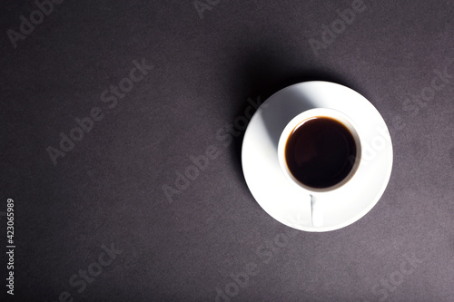 cup coffee on black background