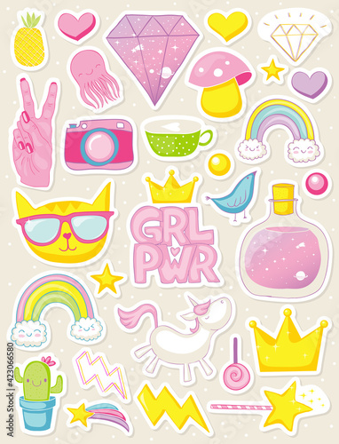 girly sticker set