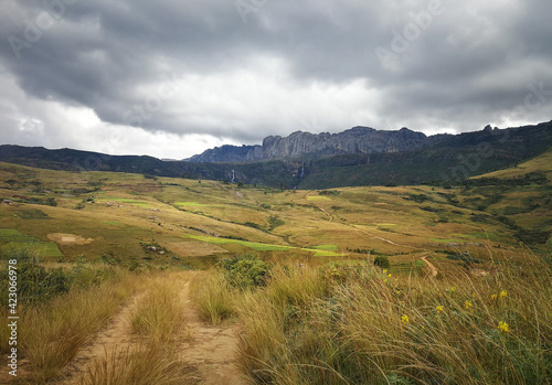 View to Andringitra massif as seen during trek to Pic Boby Imarivolanitra, Madagascar highest accessible peak