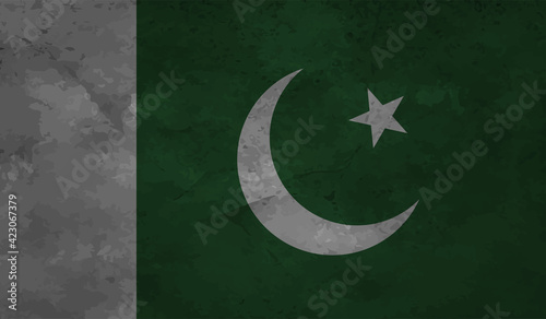 Pakistan grunge, old, scratched style flag