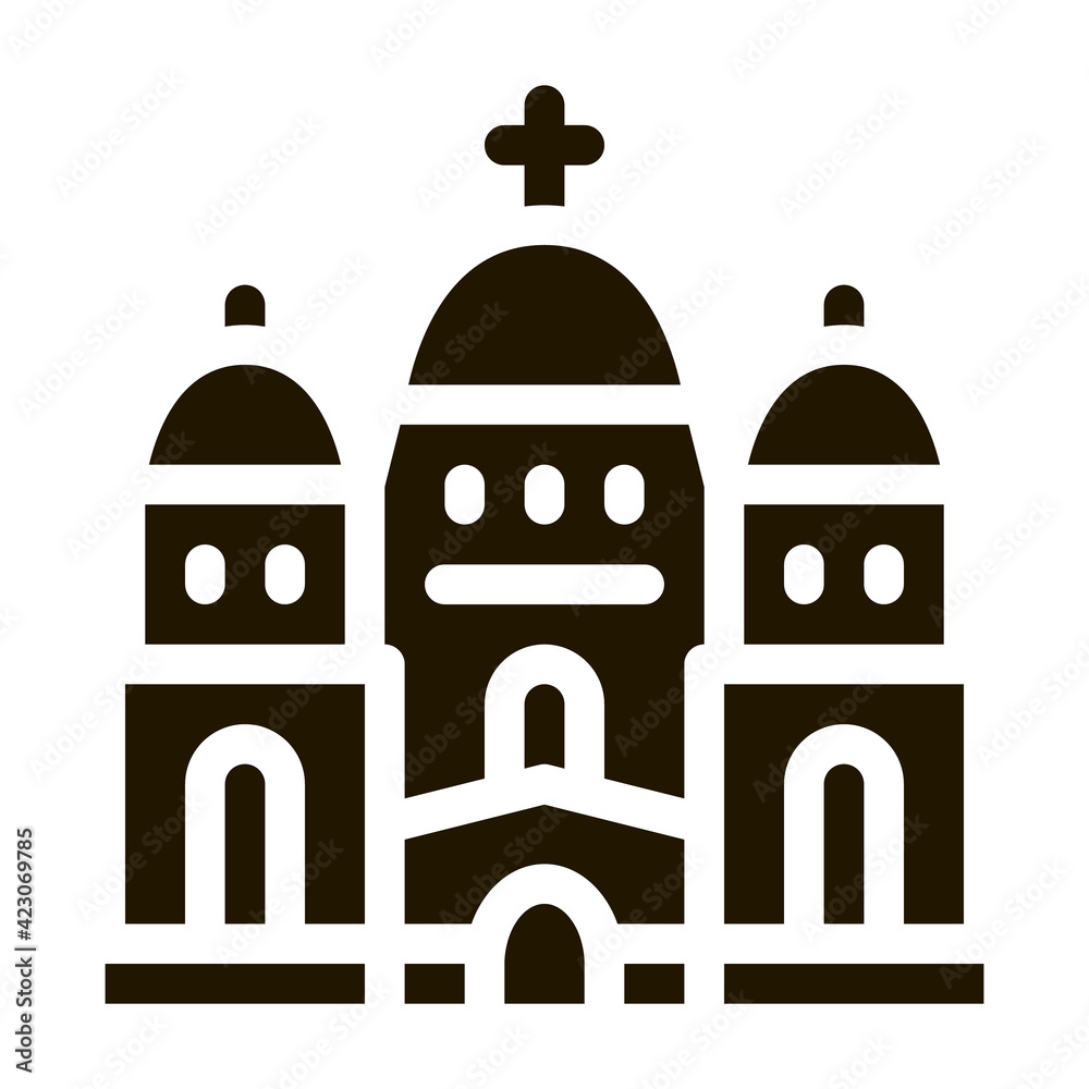 christian temple with domes icon Vector Glyph Illustration