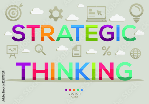 Creative (strategic thinking) Banner Word with Icon ,Vector illustration.