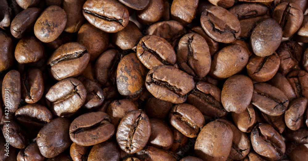 Naklejka premium Coffee beans close up