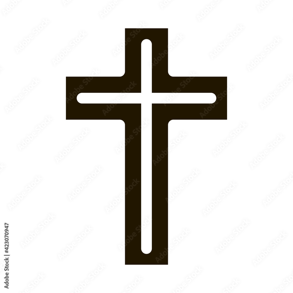 view of golden cross icon Vector Glyph Illustration