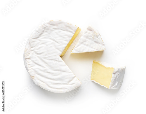 Cheese isolated on white background top view