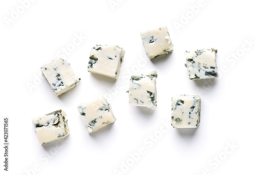 Blue Cheese isolated on white background top view photo