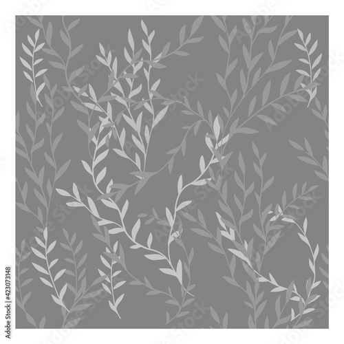 Fototapeta Naklejka Na Ścianę i Meble -  Seamless monochrome floral background. Vector illustration