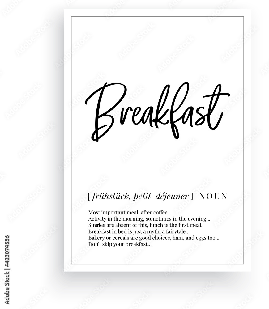 Breakfast Definition Vector Minimalist Poster Design Wall Decals