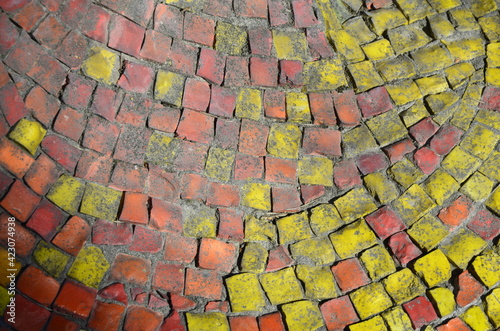 pieces of colored smalt are stacked in a mosaic close-up