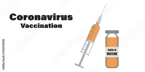 Covid 19 vaccine .Coronavirus vaccination banner design.Coronavirus jab vector illustration on white background.