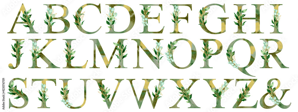 green gold leaves alphabet green gold leaves alphabet