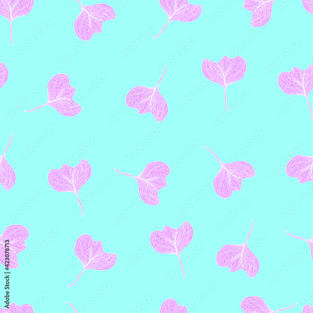 Obraz premium Leaves with stripes veins. Vector seamless pattern botanical illustration. For textiles, fabrics, packaging, paper, candelaria, postcards and wallpaper
