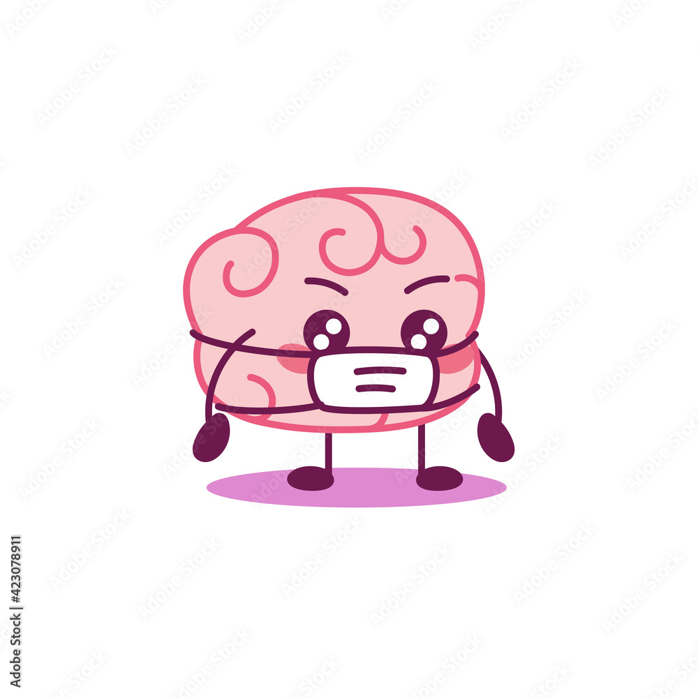 Brain cartoon with a face mask - VEctor Brain cartoon with a face mask - VEctor