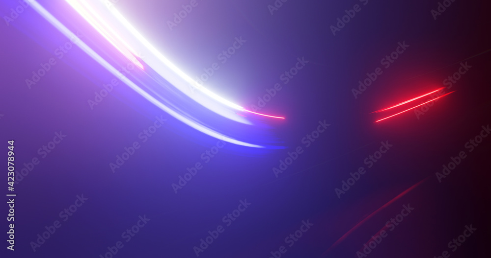 motion blur effect background. Abstract blue and red light trails on