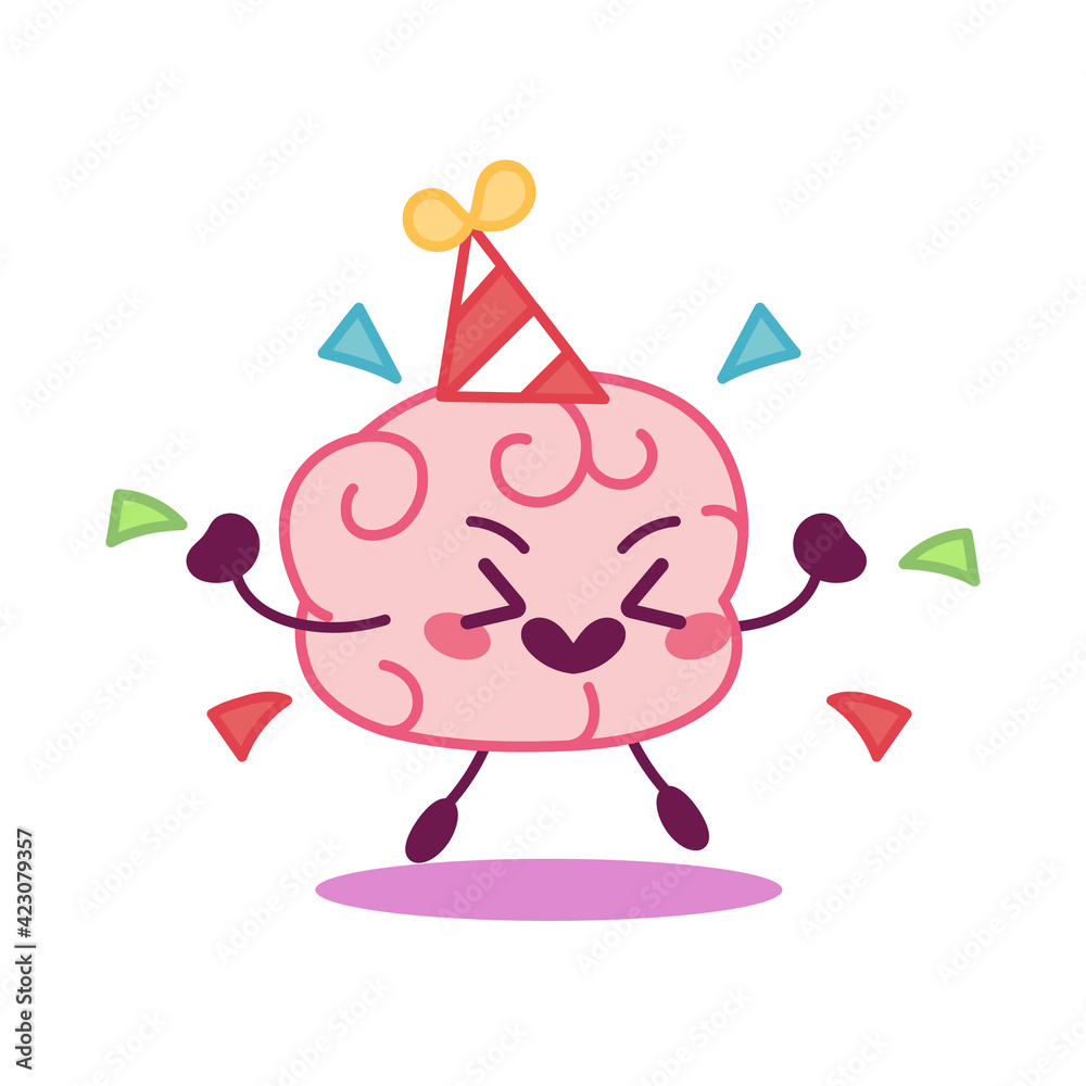 Fototapeta premium Cartoon of a birthday brain - Vector illustration