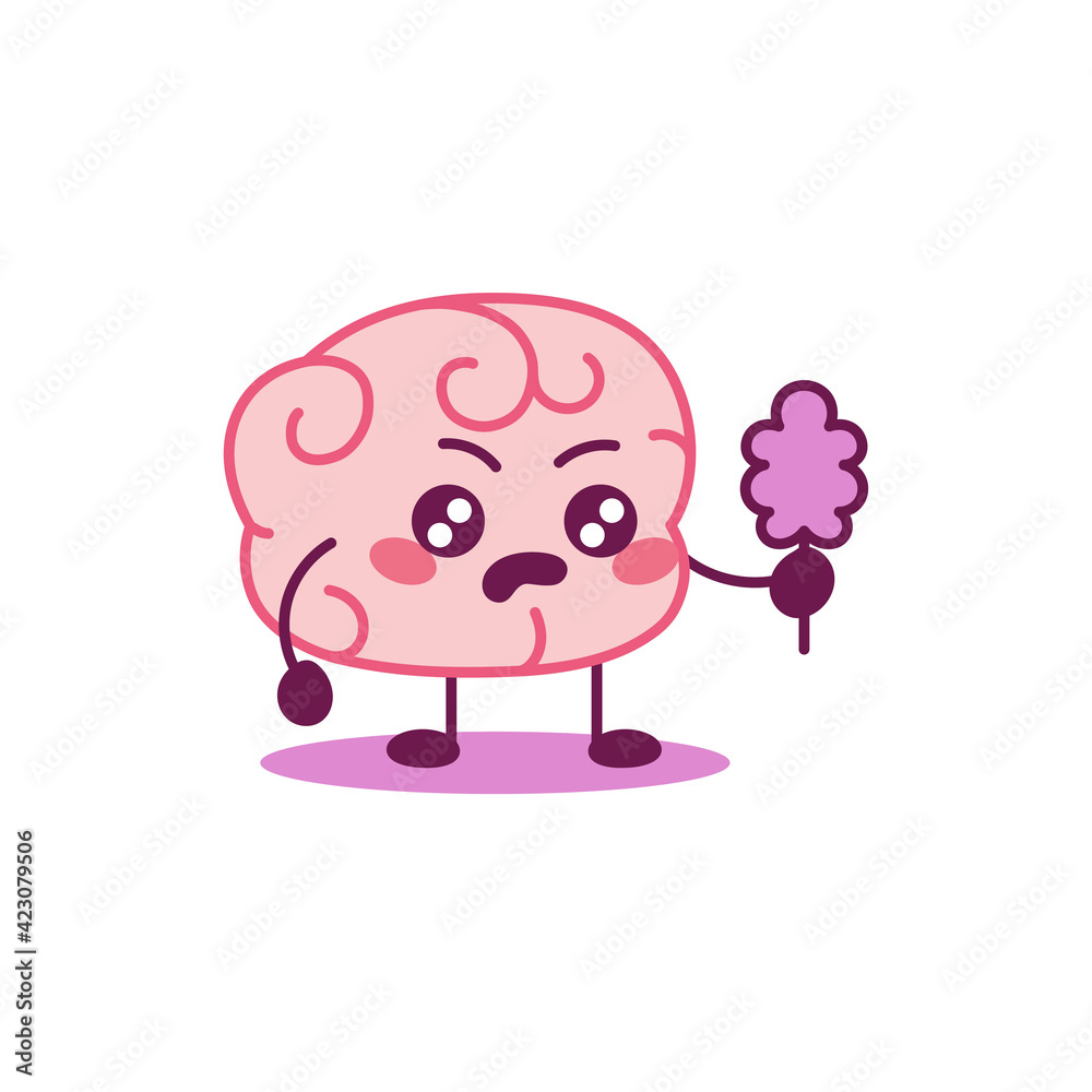 Cartoon of an unhappy brain - Vector illustration Cartoon of an unhappy brain - Vector illustration