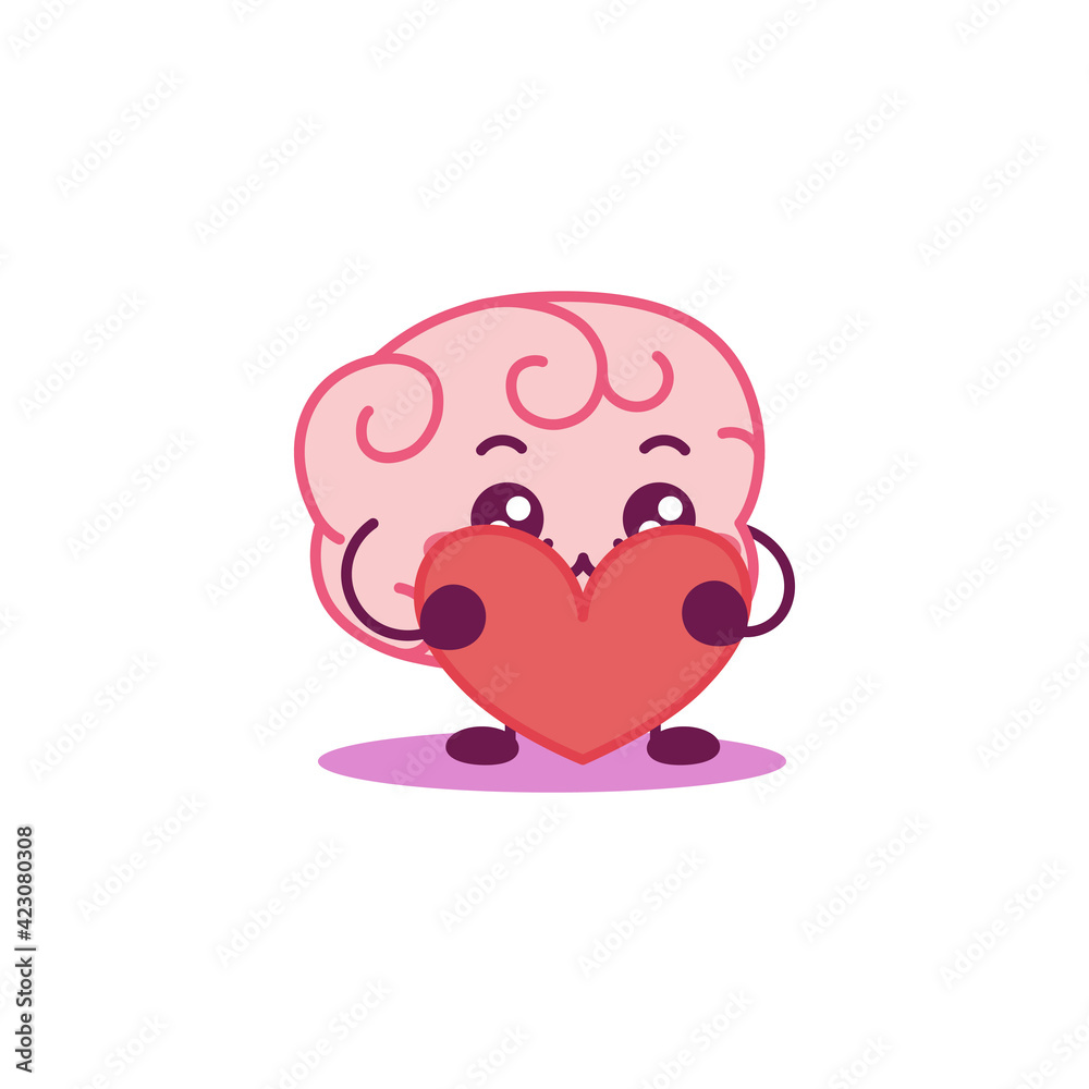 Cartoon of a brain in love - Vector Cartoon of a brain in love - Vector