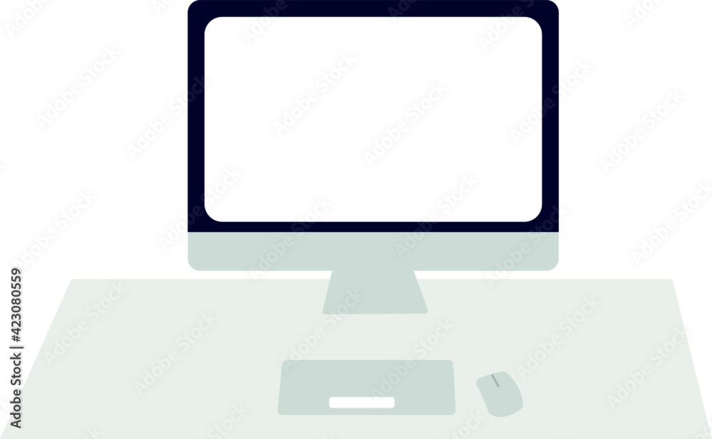 Desktop computer in flat colors Desktop computer in flat colors