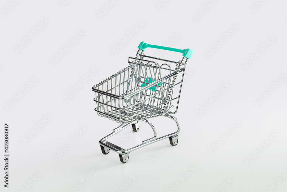 empty shopping cart isolated on white background., mock up empty shopping cart isolated on white background., mock up