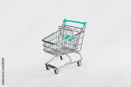 empty shopping cart isolated on white background., mock up