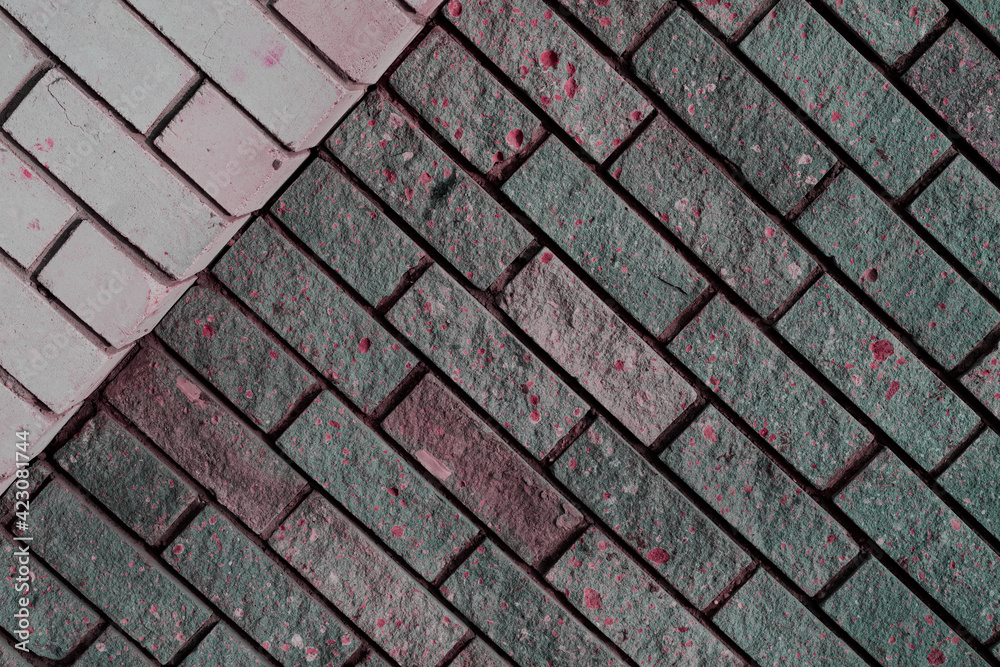 Multicolored diagonal parts of a brick wall of different sizes