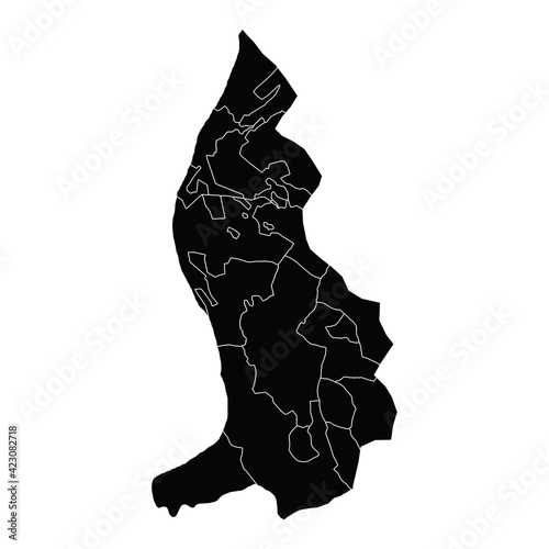 Liechtenstein country map vector with regional areas