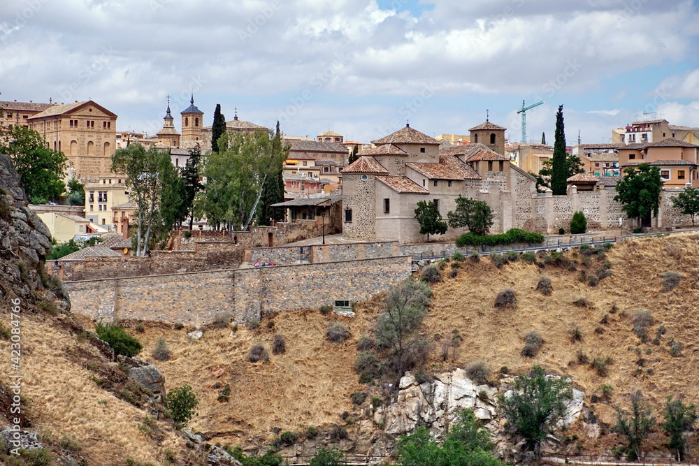 The Alcazar of Toledo, a stone fortification located in the highest part of Toledo, Spain