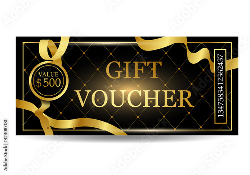 Gift voucher with golden ribbons