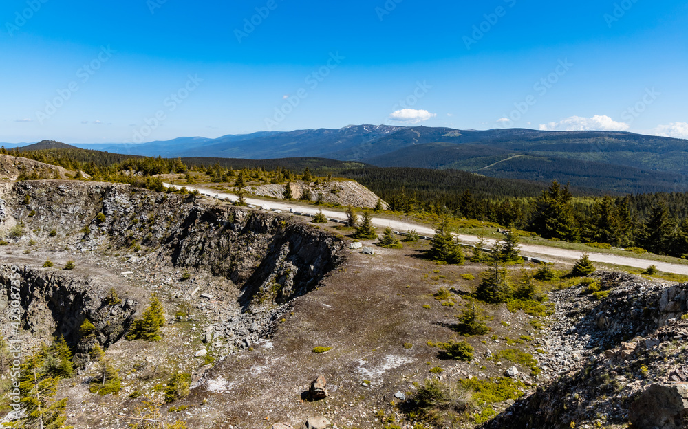 Mountains of Quartz mine Stanislaw at sunny day