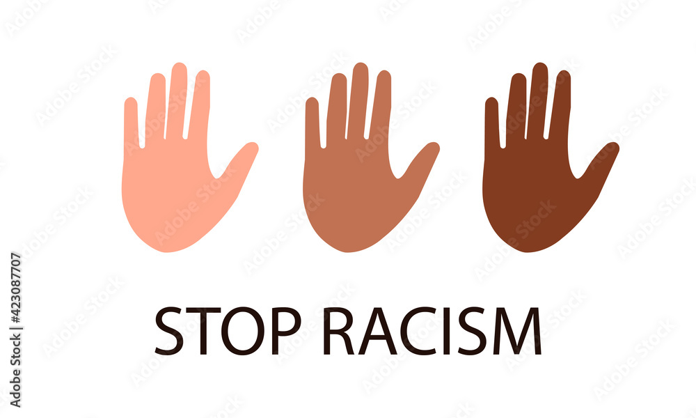 Stop racism banner skin color hands Stop racism banner skin color hands