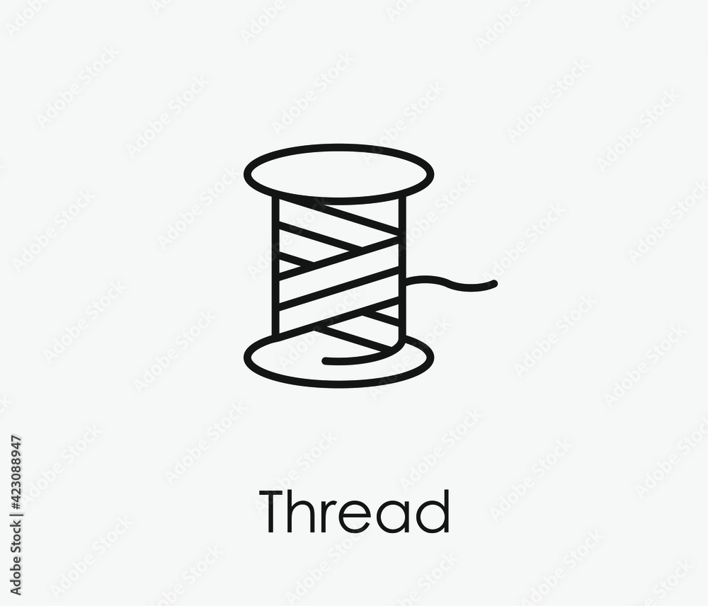 Thread vector icon. Editable stroke. Symbol in Line Art Style for Design, Presentation, Website or Apps Elements. Pixel vector graphics - Vector