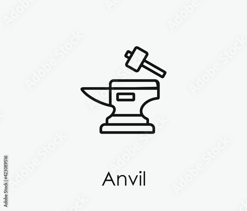 Anvil vector icon.  Editable stroke. Linear style sign for use on web design and mobile apps, logo. Symbol illustration. Pixel vector graphics - Vector