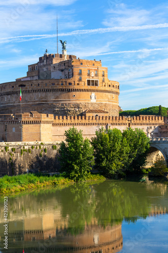 2nd century Castle of Saint Angel located on the banks of the Tiber River, Rome, Italy