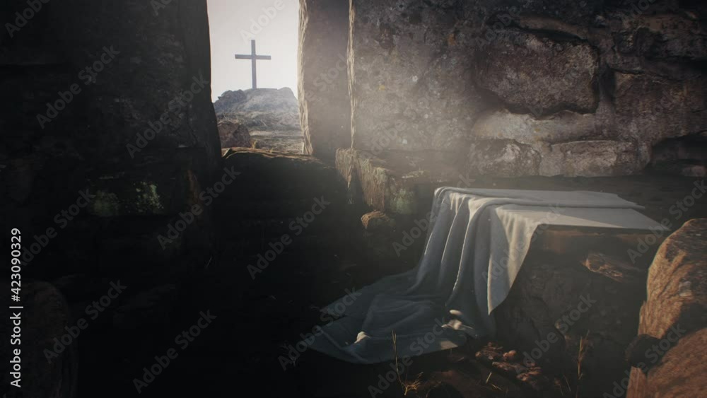 Rock opening into Jesus Christ tomb