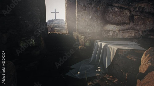 Rock opening into Jesus Christ tomb