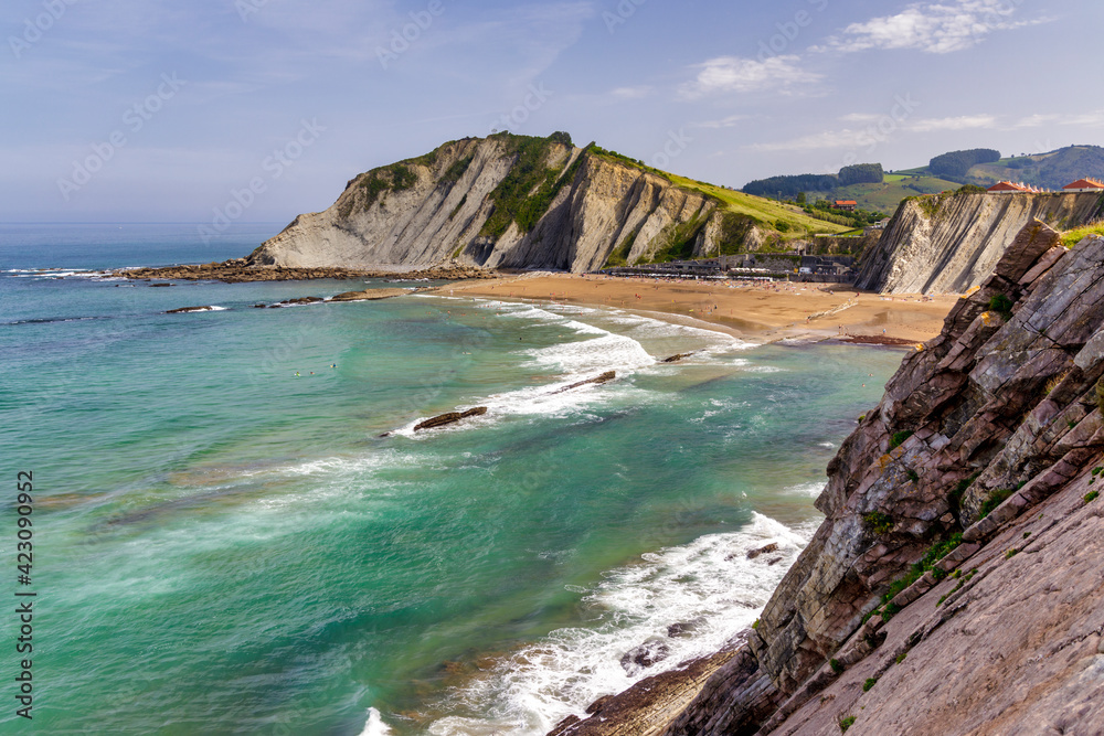 Flysch in the coast of Zumaia, Basque Coast Unesco Geopark, Spain.