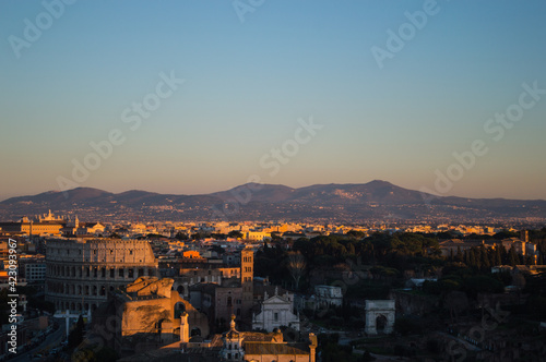 Beautiful sunset in Rome