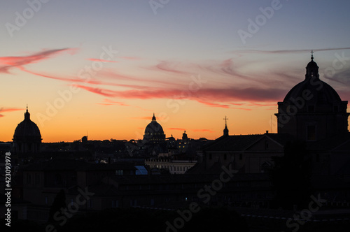 Beautiful sunset in Rome