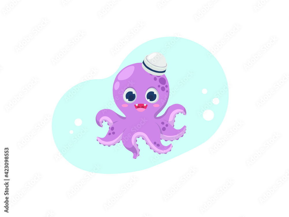 Funny purple octopus in a hat Funny purple octopus in a hat