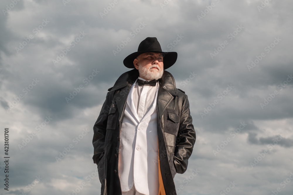 Handsome fashion senior old mature man. Elderly mature greybeard. Close up face portrait of senior. Vintage man in suit. Handsome fashion senior old mature man. Elderly mature greybeard. Close up face portrait of senior. Vintage man in suit.