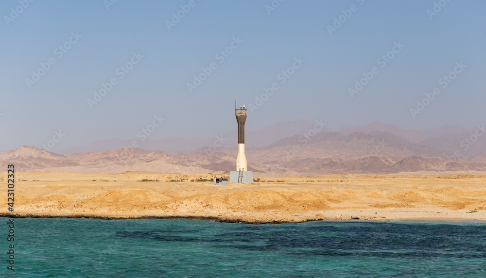The Red Sea coast. Ras Mohammed National Park. Rocks and mountains of the Sinai Peninsula-Seascape.