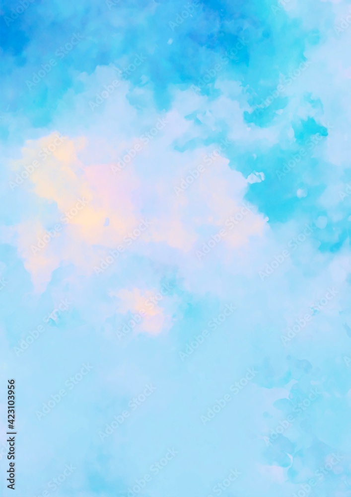 水色のふわふわの雲のテクスチャ背景