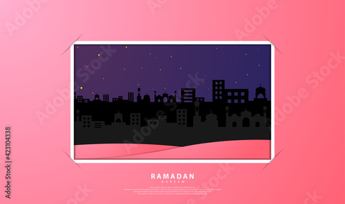 Ramadan-themed design with paper cut style, suitable for ramadan-themed backgrounds, greeting cards, web, covers, templates, cards and etc.