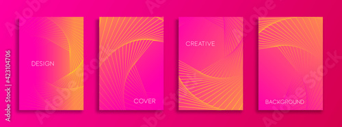 Set of modern design template. Minimal cover with piece hexagon lines for banner, posters and wallpaper. Vector Template