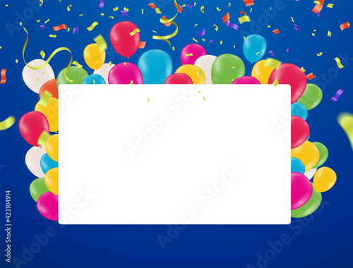 Bright holiday background with balloons and flags