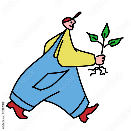 Person deliver seedling to the farm