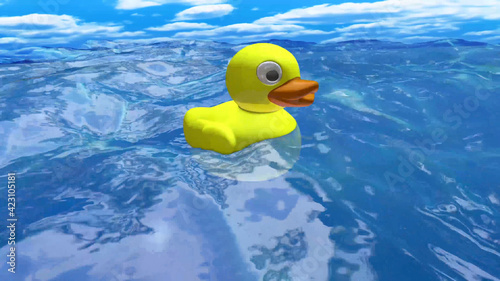 Obraz na plátně patito de goma flotando en el mar