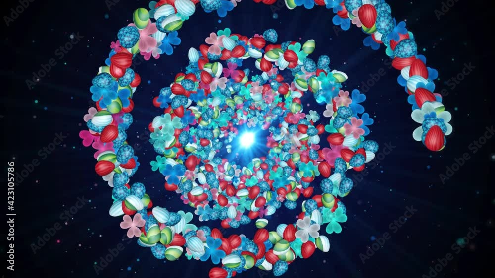 Sweet Motion View Holiday Textured Patterned Easter Eggs And Three Leaf Clovers With Shiny Glitter Sparkle Dust On Blue Light Beam Background 3D Rendering Separated With No Light Beam Sweet Motion View Holiday Textured Patterned Easter Eggs And Three Leaf Clovers With Shiny Glitter Sparkle Dust On Blue Light Beam Background 3D Rendering Separated With No Light Beam