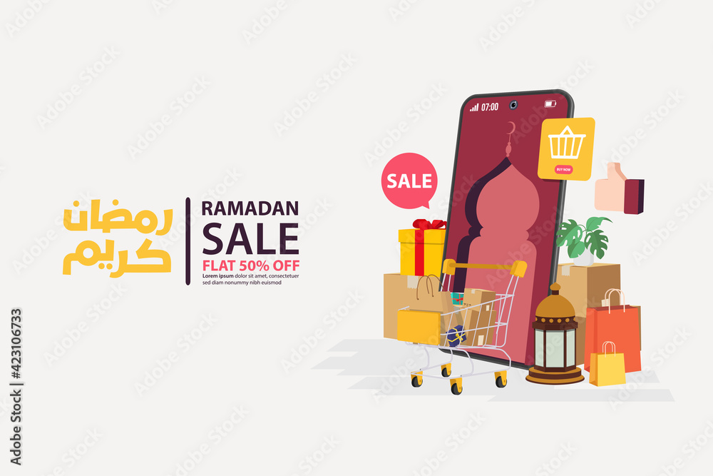 Ramadan sale banners on mobile online, discount and best offer tag, label or sticker set on occasion of Ramadan Kareem and Eid Mubarak, vector illustration Ramadan sale banners on mobile online, discount and best offer tag, label or sticker set on occasion of Ramadan Kareem and Eid Mubarak, vector illustration